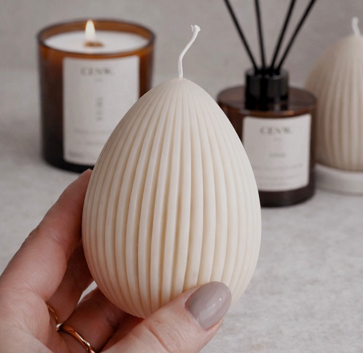 Ribbed Easter Egg Candle
